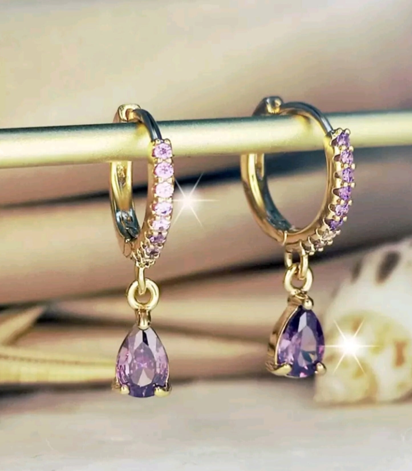 Cubic Zirconia Water Drop Charm Earrings