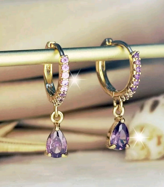Cubic Zirconia Water Drop Charm Earrings