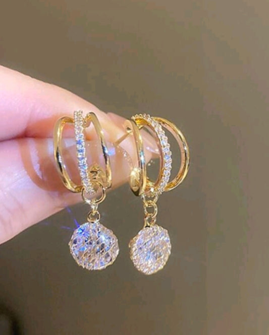 Cubic Zirconia Round Drop Earrings
