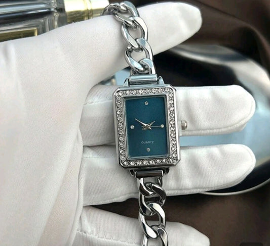 1pc Women's New Vintage Fashion Colorful Bracelet Watch, Square Quartz Watch Suitable For Daily Decoration