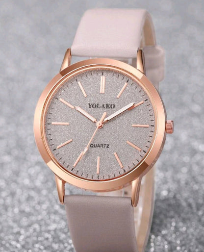 2pcs/Set Women's Fashion Simple Scale Dial Classic Elegant Quartz Wrist Watch + Heart-Shaped Bracelet, Watch Box Not Included